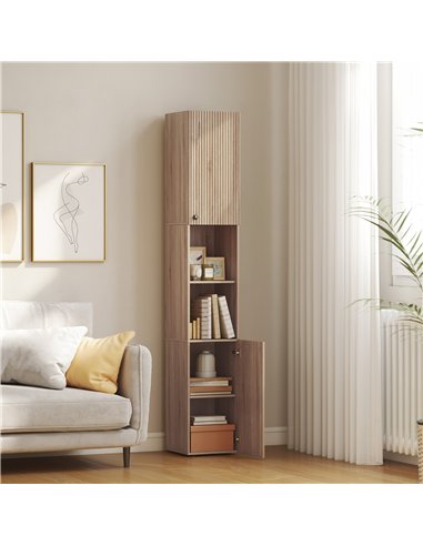 HOMCOM 6-Tier Tall Bathroom Cabinet - Natural