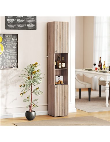 HOMCOM 6-Tier Tall Bathroom Cabinet - Natural