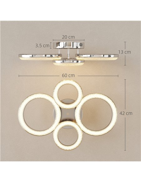 HOMCOM LED Ceiling Light, Modern 4 Rings Ceiling Lamp with Wall Switch Control, 40W 4350lm Flush Mount Ceiling Light with 3500K/ - pic 167745 | FastDaddyshop