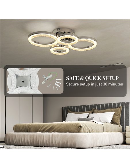 HOMCOM LED Ceiling Light, Modern 4 Rings Ceiling Lamp with Wall Switch Control, 40W 4350lm Flush Mount Ceiling Light with 3500K/ - pic 167748 | FastDaddyshop