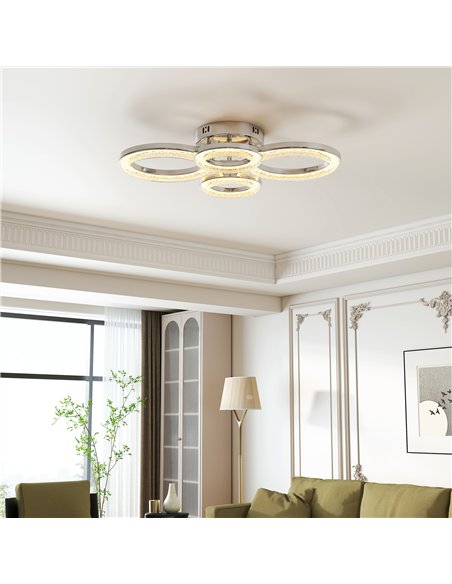 HOMCOM LED Ceiling Light, Modern 4 Rings Ceiling Lamp with Wall Switch Control, 40W 4350lm Flush Mount Ceiling Light with 3500K/ - pic 167749 | FastDaddyshop