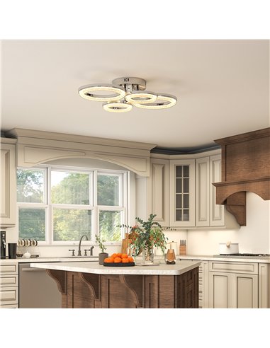 HOMCOM LED Ceiling Light, Modern 4 Rings Ceiling Lamp with Wall Switch Control, 40W 4350lm Flush Mount Ceiling Light with 3500K/