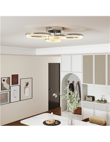 HOMCOM LED Ceiling Light, Modern 4 Rings Ceiling Lamp with Wall Switch Control, 40W 4350lm Flush Mount Ceiling Light with 3500K/
