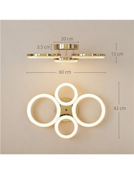 HOMCOM LED Ceiling Light, Modern 4 Rings Ceiling Lamp with Wall Switch Control, 40W 4350lm Flush Mount Ceiling Light with 3500K/ - pic 167754 | FastDaddyshop