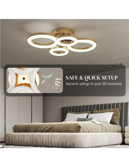 HOMCOM LED Ceiling Light, Modern 4 Rings Ceiling Lamp with Wall Switch Control, 40W 4350lm Flush Mount Ceiling Light with 3500K/ - pic 167757 | FastDaddyshop