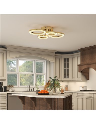 HOMCOM LED Ceiling Light, Modern 4 Rings Ceiling Lamp with Wall Switch Control, 40W 4350lm Flush Mount Ceiling Light with 3500K/