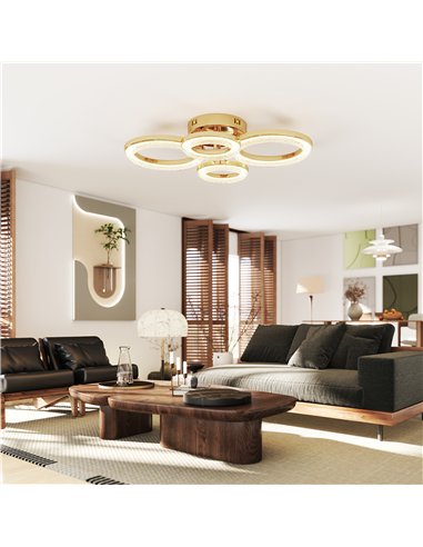 HOMCOM LED Ceiling Light, Modern 4 Rings Ceiling Lamp with Wall Switch Control, 40W 4350lm Flush Mount Ceiling Light with 3500K/