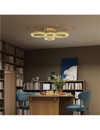 HOMCOM LED Ceiling Light, Modern 4 Rings Ceiling Lamp with Wall Switch Control, 40W 4350lm Flush Mount Ceiling Light with 3500K/
