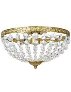 HOMCOM Crystal Chandelier Ceiling Light with 168 Octagonal Beads, Vintage 2-Light Flush Mount Ceiling Light for Living Room, Bed