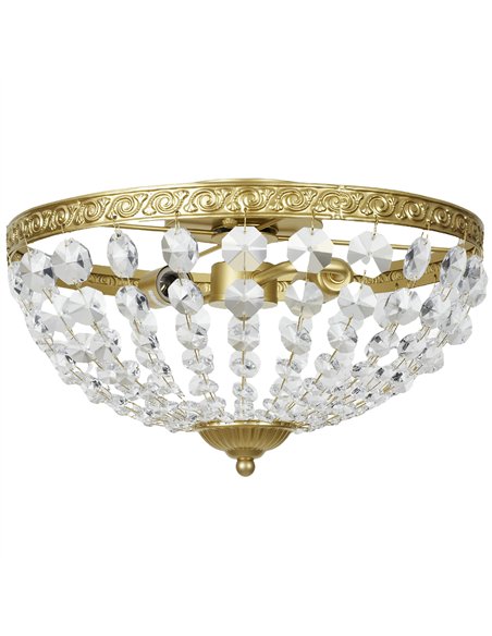 HOMCOM Crystal Chandelier Ceiling Light with 168 Octagonal Beads, Vintage 2-Light Flush Mount Ceiling Light for Living Room, Bed - pic 167761 | FastDaddyshop