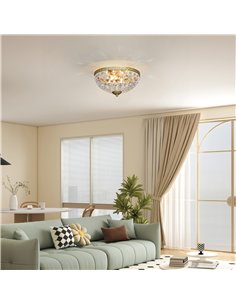 HOMCOM Crystal Chandelier Ceiling Light with 168 Octagonal Beads, Vintage 2-Light Flush Mount Ceiling Light for Living Room, Bed 2