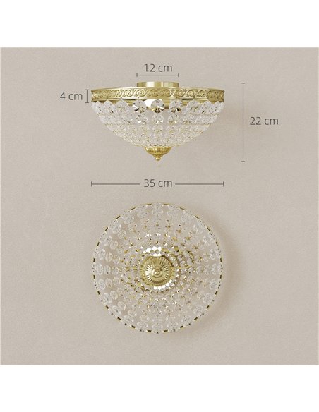 HOMCOM Crystal Chandelier Ceiling Light with 168 Octagonal Beads, Vintage 2-Light Flush Mount Ceiling Light for Living Room, Bed - pic 167763 | FastDaddyshop