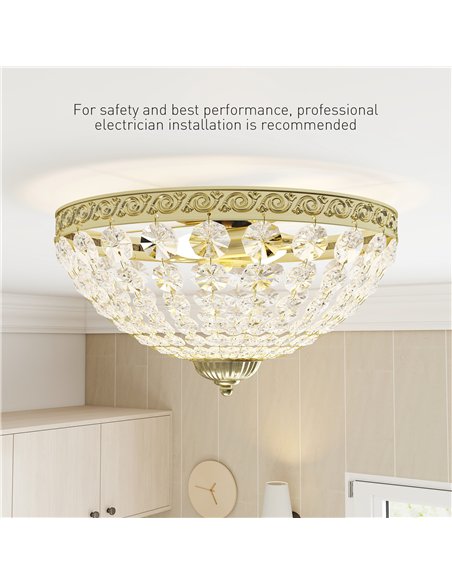 HOMCOM Crystal Chandelier Ceiling Light with 168 Octagonal Beads, Vintage 2-Light Flush Mount Ceiling Light for Living Room, Bed - pic 167766 | FastDaddyshop