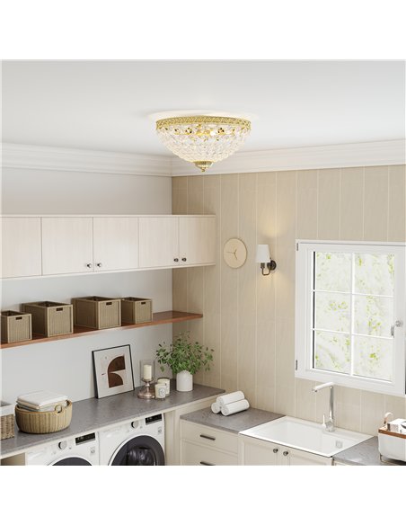HOMCOM Crystal Chandelier Ceiling Light with 168 Octagonal Beads, Vintage 2-Light Flush Mount Ceiling Light for Living Room, Bed - pic 167767 | FastDaddyshop