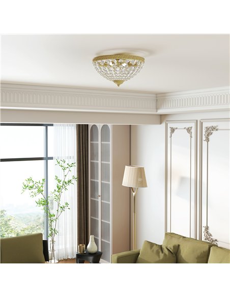 HOMCOM Crystal Chandelier Ceiling Light with 168 Octagonal Beads, Vintage 2-Light Flush Mount Ceiling Light for Living Room, Bed - pic 167768 | FastDaddyshop