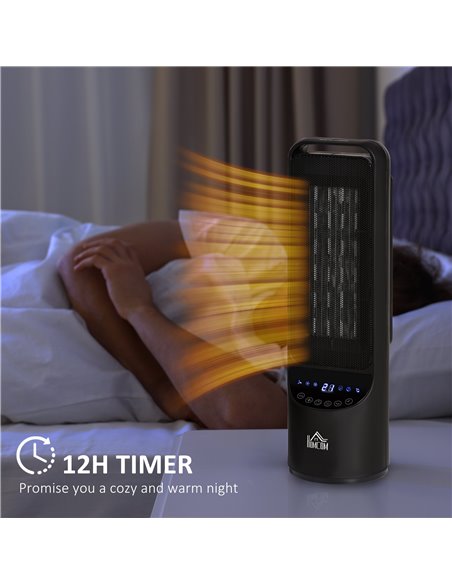 Homcom Ceramic Tower Heater with 45° Oscillation, Remote Control, Timer, Black - pic 16777 | FastDaddyshop
