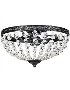 HOMCOM Crystal Chandelier Ceiling Light with 168 Octagonal Beads, Vintage 2-Light Flush Mount Ceiling Light for Living Room, Bed