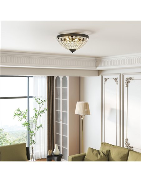 HOMCOM Crystal Chandelier Ceiling Light with 168 Octagonal Beads, Vintage 2-Light Flush Mount Ceiling Light for Living Room, Bed - pic 167771 | FastDaddyshop