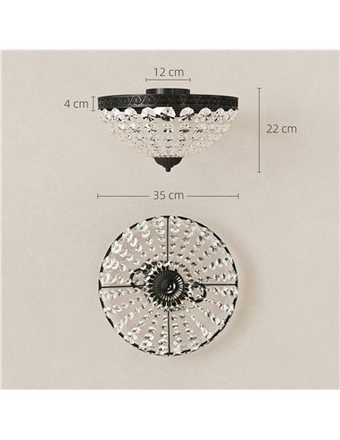 HOMCOM Crystal Chandelier Ceiling Light with 168 Octagonal Beads, Vintage 2-Light Flush Mount Ceiling Light for Living Room, Bed