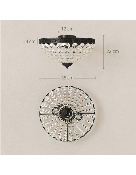 HOMCOM Crystal Chandelier Ceiling Light with 168 Octagonal Beads, Vintage 2-Light Flush Mount Ceiling Light for Living Room, Bed - pic 167772 | FastDaddyshop