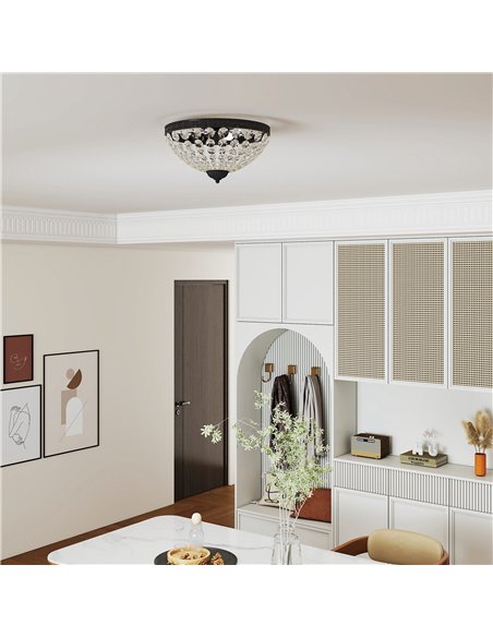 HOMCOM Crystal Chandelier Ceiling Light with 168 Octagonal Beads, Vintage 2-Light Flush Mount Ceiling Light for Living Room, Bed - pic 167777 | FastDaddyshop