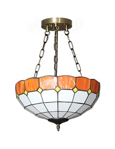 HOMCOM Tiffany Style Ceiling Light, Vintage Chandelier with 3 E27 Sockets, Semi Flush Mount for Living Room, Bulbs Not Included