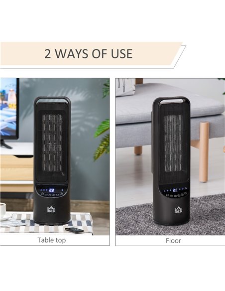Homcom Ceramic Tower Heater with 45° Oscillation, Remote Control, Timer, Black - pic 16778 | FastDaddyshop