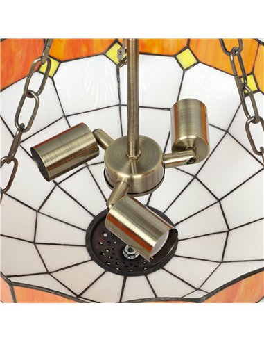 HOMCOM Tiffany Style Ceiling Light, Vintage Chandelier with 3 E27 Sockets, Semi Flush Mount for Living Room, Bulbs Not Included