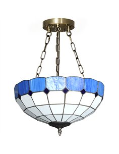 HOMCOM Tiffany Style Ceiling Light, Vintage Chandelier with 3 E27 Sockets, Semi Flush Mount for Living Room, Bulbs Not Included