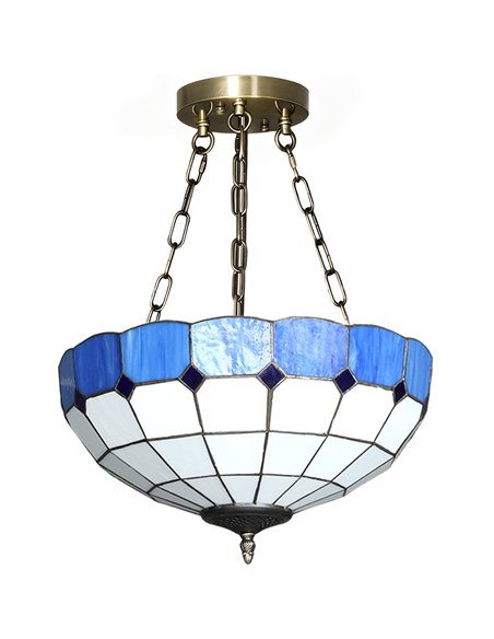 HOMCOM Tiffany Style Ceiling Light, Vintage Chandelier with 3 E27 Sockets, Semi Flush Mount for Living Room, Bulbs Not Included - pic 167788 | FastDaddyshop