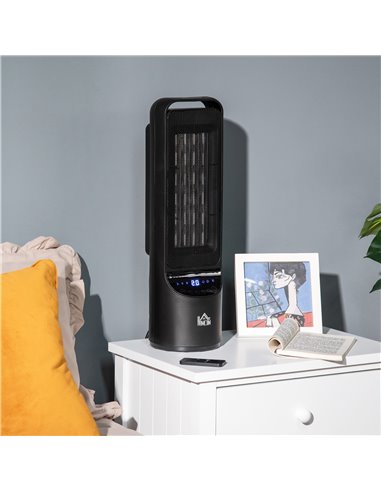 Homcom Ceramic Tower Heater with 45° Oscillation, Remote Control, Timer, Black