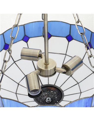 HOMCOM Tiffany Style Ceiling Light, Vintage Chandelier with 3 E27 Sockets, Semi Flush Mount for Living Room, Bulbs Not Included