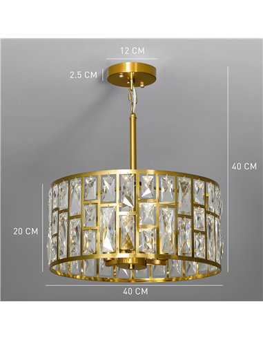HOMCOM 72 Glass Crystallite Chandelier - Gold-Tone