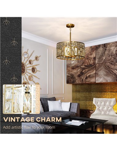 HOMCOM 72 Glass Crystallite Chandelier - Gold-Tone
