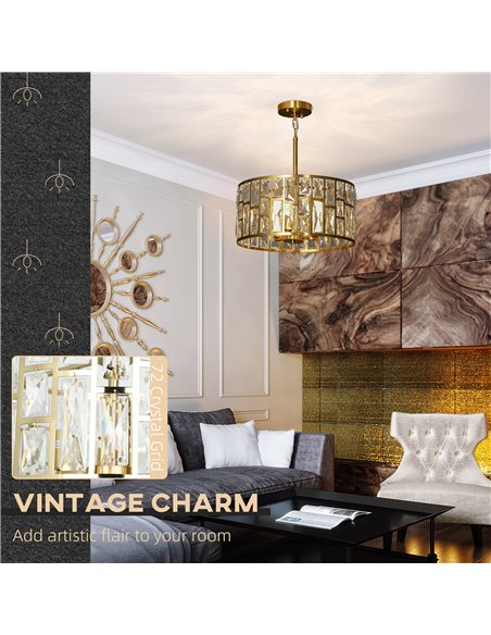 HOMCOM 72 Glass Crystallite Chandelier - Gold-Tone - pic 167809 | FastDaddyshop