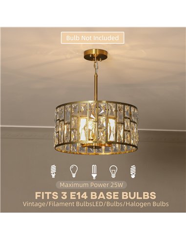 HOMCOM 72 Glass Crystallite Chandelier - Gold-Tone