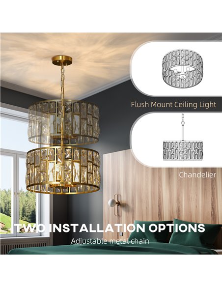 HOMCOM 72 Glass Crystallite Chandelier - Gold-Tone - pic 167811 | FastDaddyshop