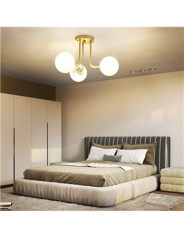 HOMCOM LED Ceiling Light with Globe Shades, Modern 3-Light Ceiling Light with G9 Sockets for Living Room, Bedroom, Dining Room, 