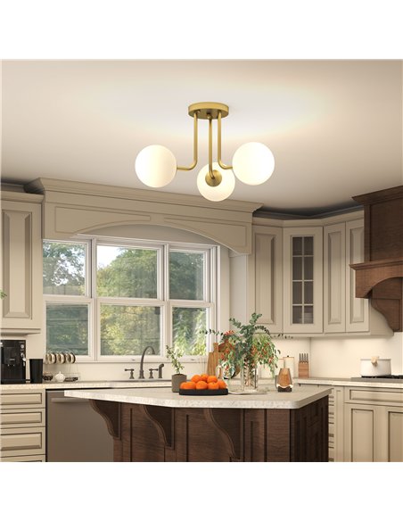 HOMCOM LED Ceiling Light with Globe Shades, Modern 3-Light Ceiling Light with G9 Sockets for Living Room, Bedroom, Dining Room,  - pic 167823 | FastDaddyshop