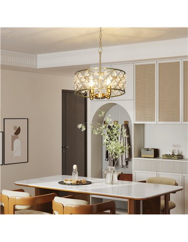 HOMCOM 51 Crystallite Four-Bulb Chandelier - Gold-Tone