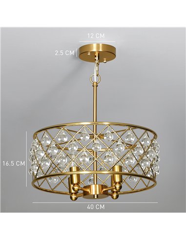HOMCOM 51 Crystallite Four-Bulb Chandelier - Gold-Tone
