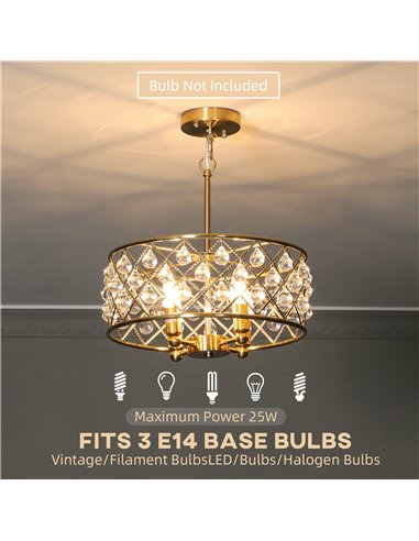 HOMCOM 51 Crystallite Four-Bulb Chandelier - Gold-Tone
