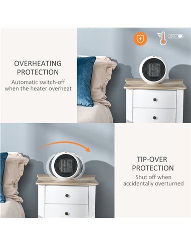 Homcom Small Space Ceramic Heater with 3 Heating Mode, Adjustable Temperature