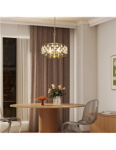 HOMCOM 51 Crystallite Four-Bulb Chandelier - Gold-Tone