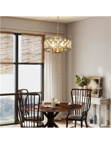 HOMCOM 51 Crystallite Four-Bulb Chandelier - Gold-Tone