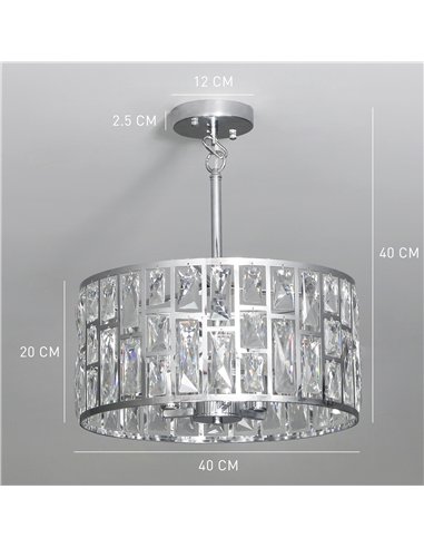 HOMCOM 72 Glass Crystallite Chandelier - Silver-Tone
