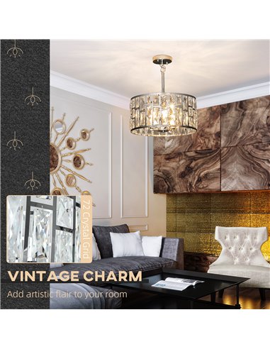 HOMCOM 72 Glass Crystallite Chandelier - Silver-Tone