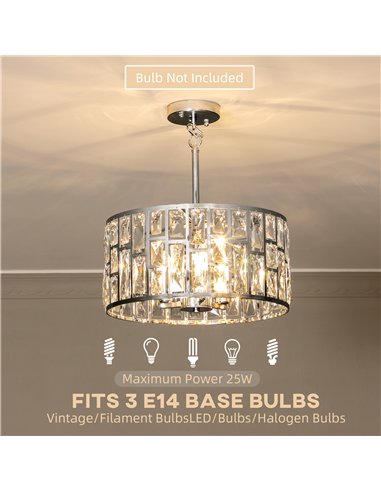 HOMCOM 72 Glass Crystallite Chandelier - Silver-Tone