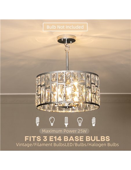 HOMCOM 72 Glass Crystallite Chandelier - Silver-Tone - pic 167837 | FastDaddyshop