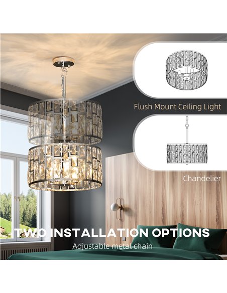 HOMCOM 72 Glass Crystallite Chandelier - Silver-Tone - pic 167838 | FastDaddyshop
